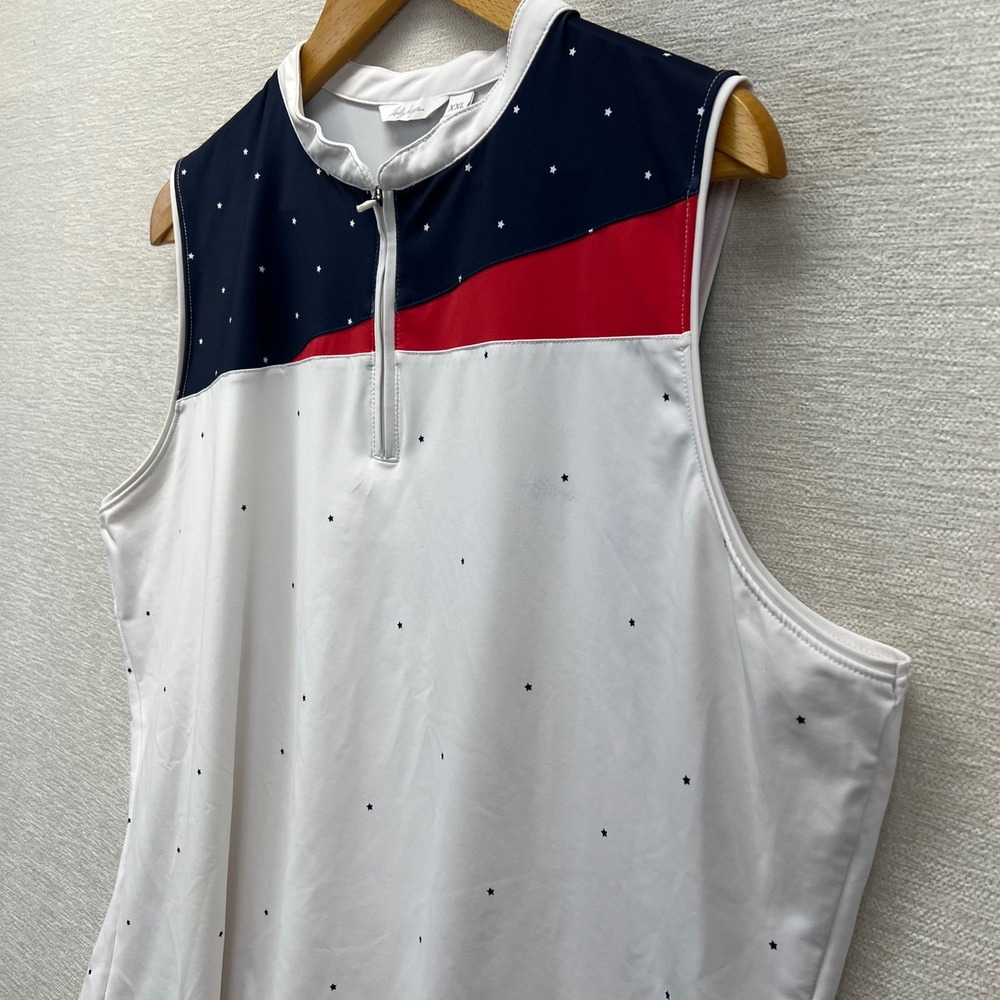 Lady Hagen Golf Polo Women XXL Quarter Zip Sleeveless Patriotic Stars Colorblock - Picture 6 of 8